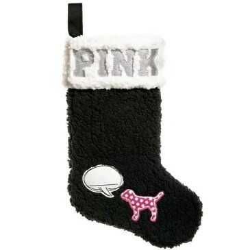 【訳あり】Victoria Secret Pink Sherpa Dog Logo Christmas Holiday Stocking　ヴィクトリアシークレット ピンク　クリスマスストッキング【数量限定・特別ご提供品】