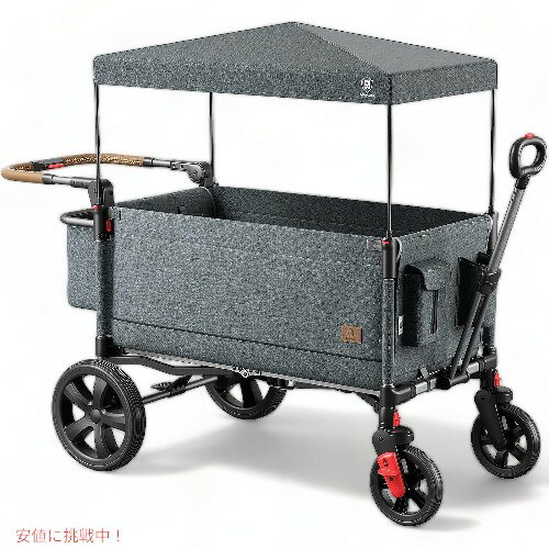 EVER ADVANCED エバーアドバンスド ワゴンベビーカー 2人用 グレー Side-Unzip Wagon Stroller for 2 Kids