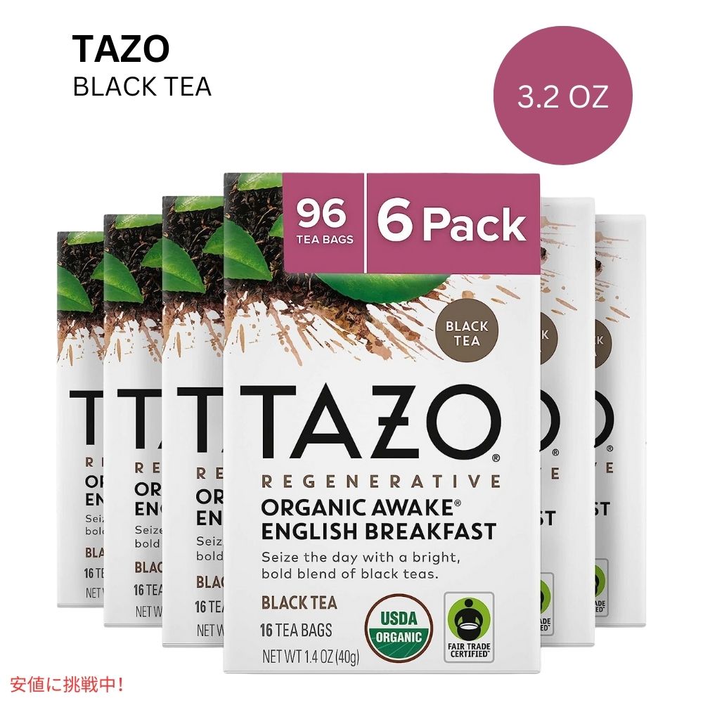 【最大2,000円クーポン5月27日1:59まで】【6個セット】 TAZO レジェネラティブ オーガニック アウェイク ブラックティー バッグ 36 個 TAZO Regenerative Organic Awake Black Tea Bags 36 Count