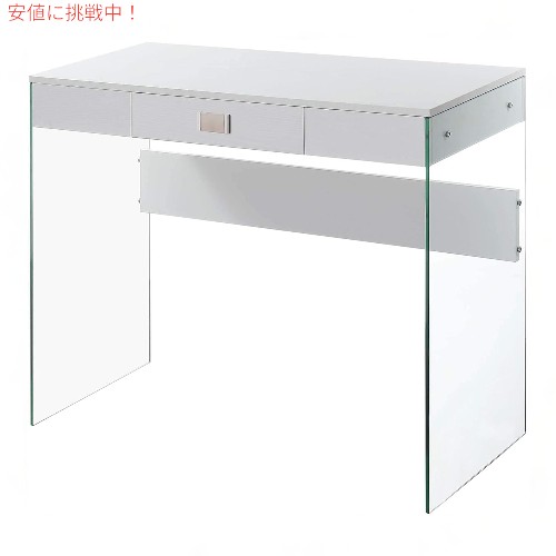 yő2,000~N[|5271:59܂ŁzConvenience Concepts \[z[ ot KX 36C` fXN [zCg] SoHo 1 Drawer Glass 36 inch Desk White