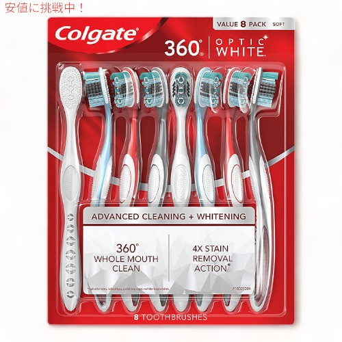 RQ[g IveBbNzCg 360 uV8{Zbg o[pbN Colgate Optic White 360 Toothbrush Soft 8pk