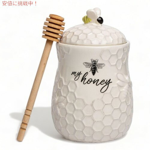 OXCN Young's Inc. ؐ nj[fBbp[t Z~bNnj[W[ Ceramic Honey Jar with Wooden Honey Dipper