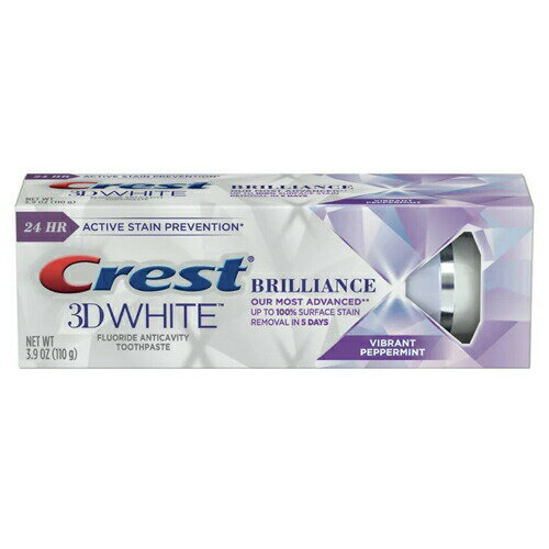 クレスト 3Dホワイトブリリアンス バイブラント ペッパーミント 3.9oz(110g) Crest 3D White Brilliance Vibrant Peppermint Flavor Toothpasteのサムネイル