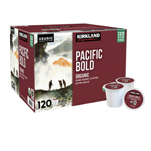 【120個入り】【カークランド】キューリグ Kカップ パシフィックボールドブレンド オーガニック ダークロースト Kirkland Signature Organic Pacific Bold Coffee, Dark, Keurig K-Cup Pods, 120 ct
