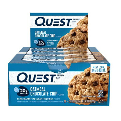 クエストバー プロテインバー オートミール&チョコレートチップ 12本入り/ Quest Bar Protein Bar Oatm..