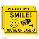 Sheenwang 2パック Smile You're on Camera Sign ビデオ監視サイン アウトドア 10 x 7インチ