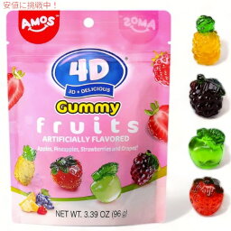 【最大2,000円クーポン4月27日9:59まで】AMOS 4D フォーディー グミ フルーツシェイプ Gummy Candy Fruit Shapes 6袋セット