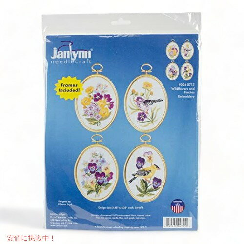 Janlynn刺繍キット、4-1/4-インチx3-1/ 4-インチ、ワイルドフラワーとフィンチ
