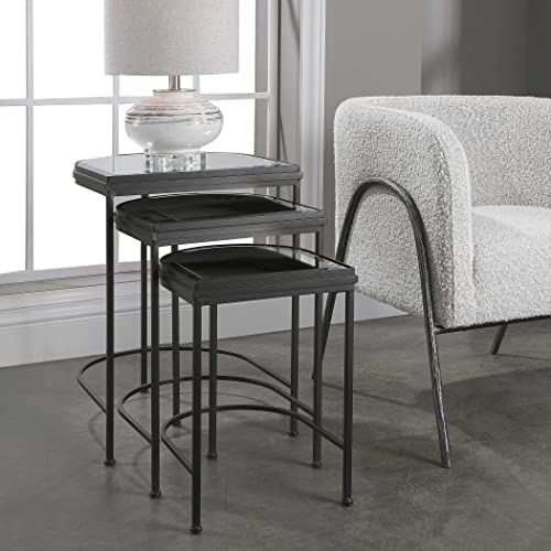【最大2,000円クーポン11月27日01:59まで】Uttermost U24965 India Nesting Tables、ブラック、S / 3、..