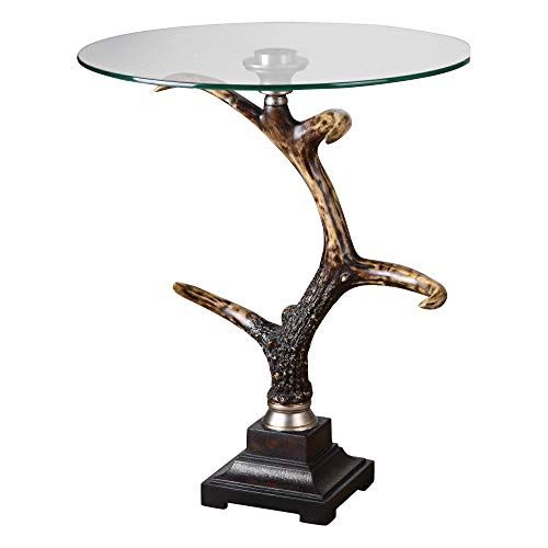 Uttermostスタッグホーン213/4　ワイドブラウンラウンドアクセントテーブル
