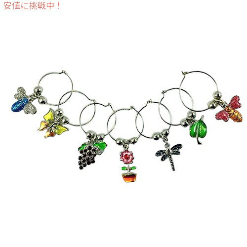 Opto Flower Insects Wine Glass Charms, Set of 7/オプト フラワー アンド インセクト ワイングラスチャーム 7個セット！