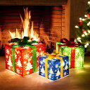 【最大2,000円クーポン5月16日01:59まで】クリスマスの装飾用 クリスマスライト付きギフトボックス 3個セット クリスマスの飾り デコレーション Phr...