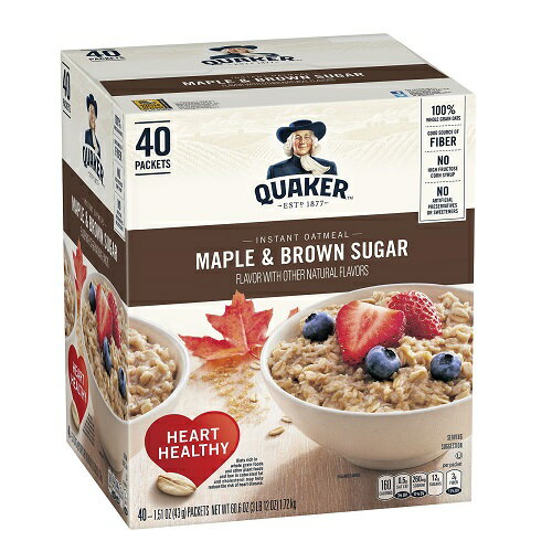 【お得パック】クエーカー インスタント オートミール メープル＆ブラウンシュガー 43g×40袋入 / Quaker Instant Oatmeal Maple&Brown Sugar 40 packets