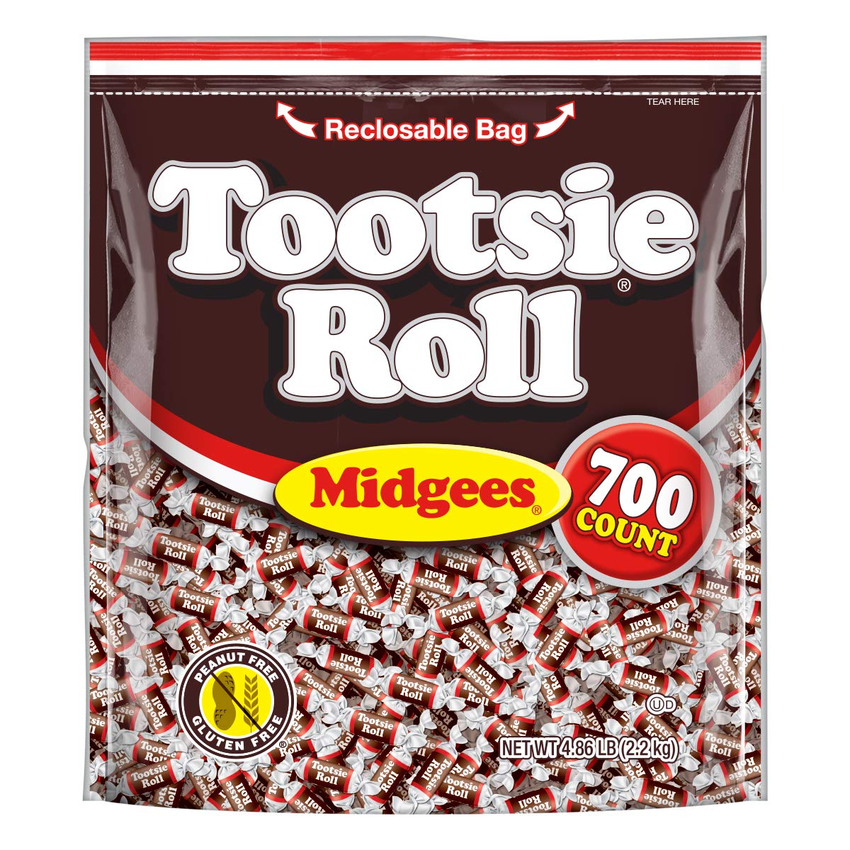 【最大2,000円クーポン5月16日01:59まで】Tootsie Roll Chocolatey Twist Midgees Resealable Standup Bag, Peanut Free, Gluten Free original, Mini Midgees 77.76 Ounce