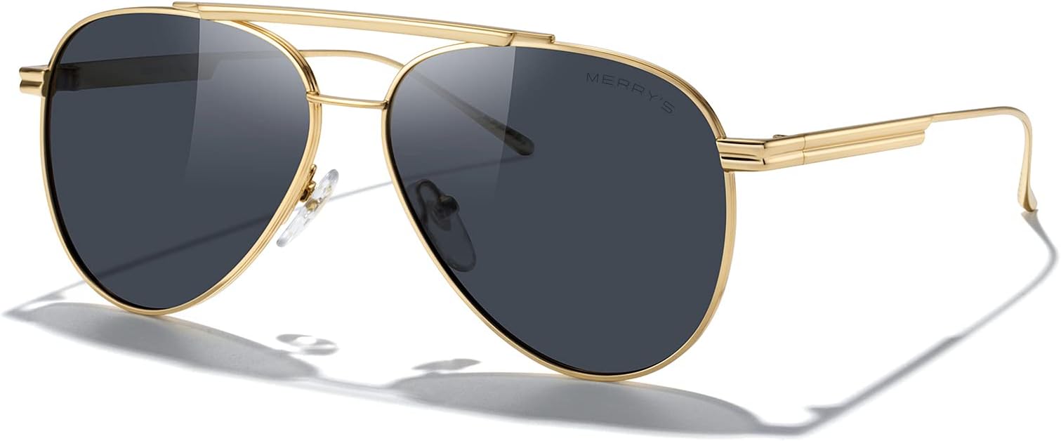 MERRYS クラシック アビエイター 偏光サングラス レディース メンズ レトロ ドライビング シェード UV400 メタルサングラス