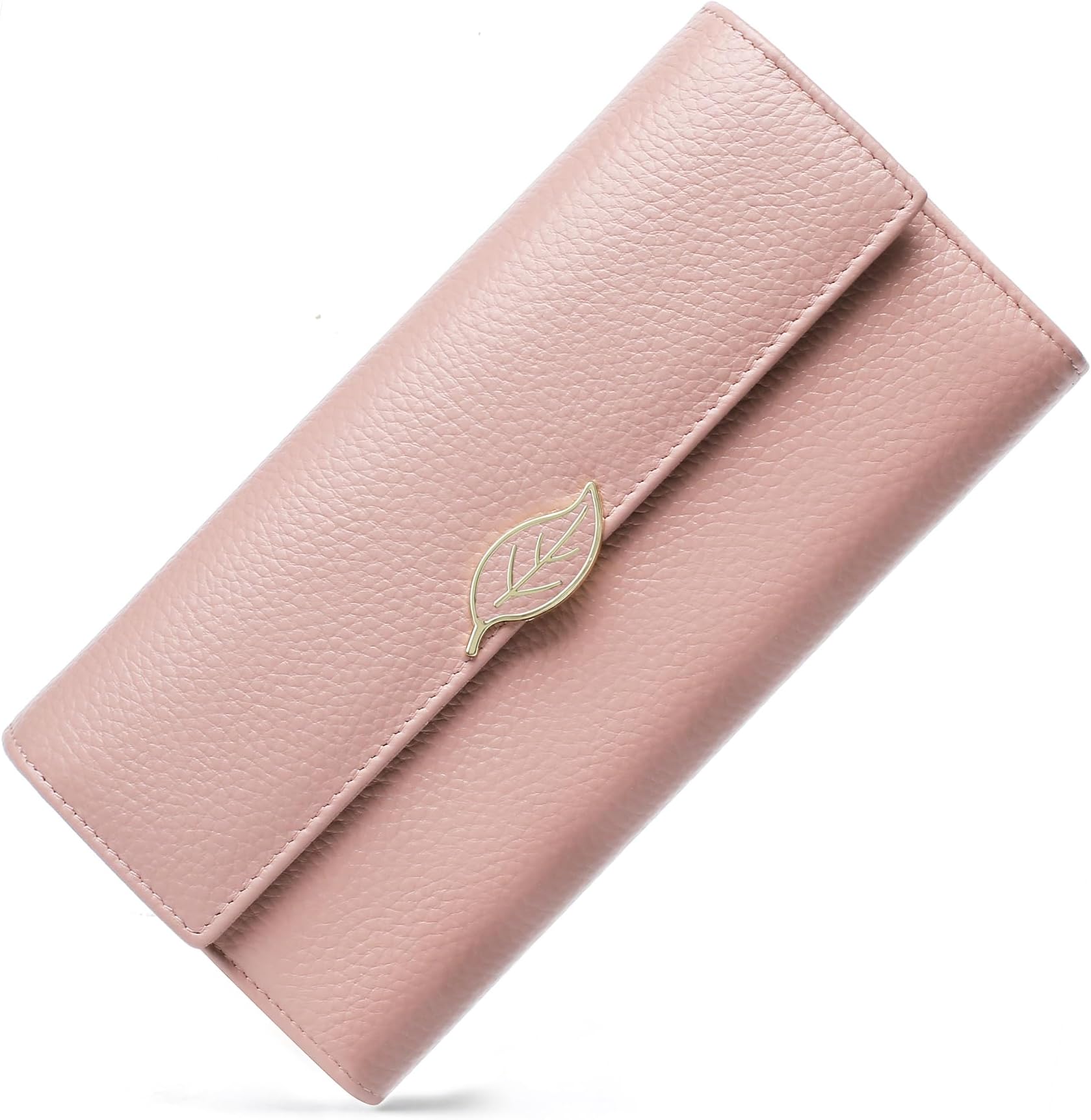 Repterbo レディース財布 RFID ブロッキング本革三つ折り財布女性用ロングクラッチカードラージかわいいレディース財布ピンク