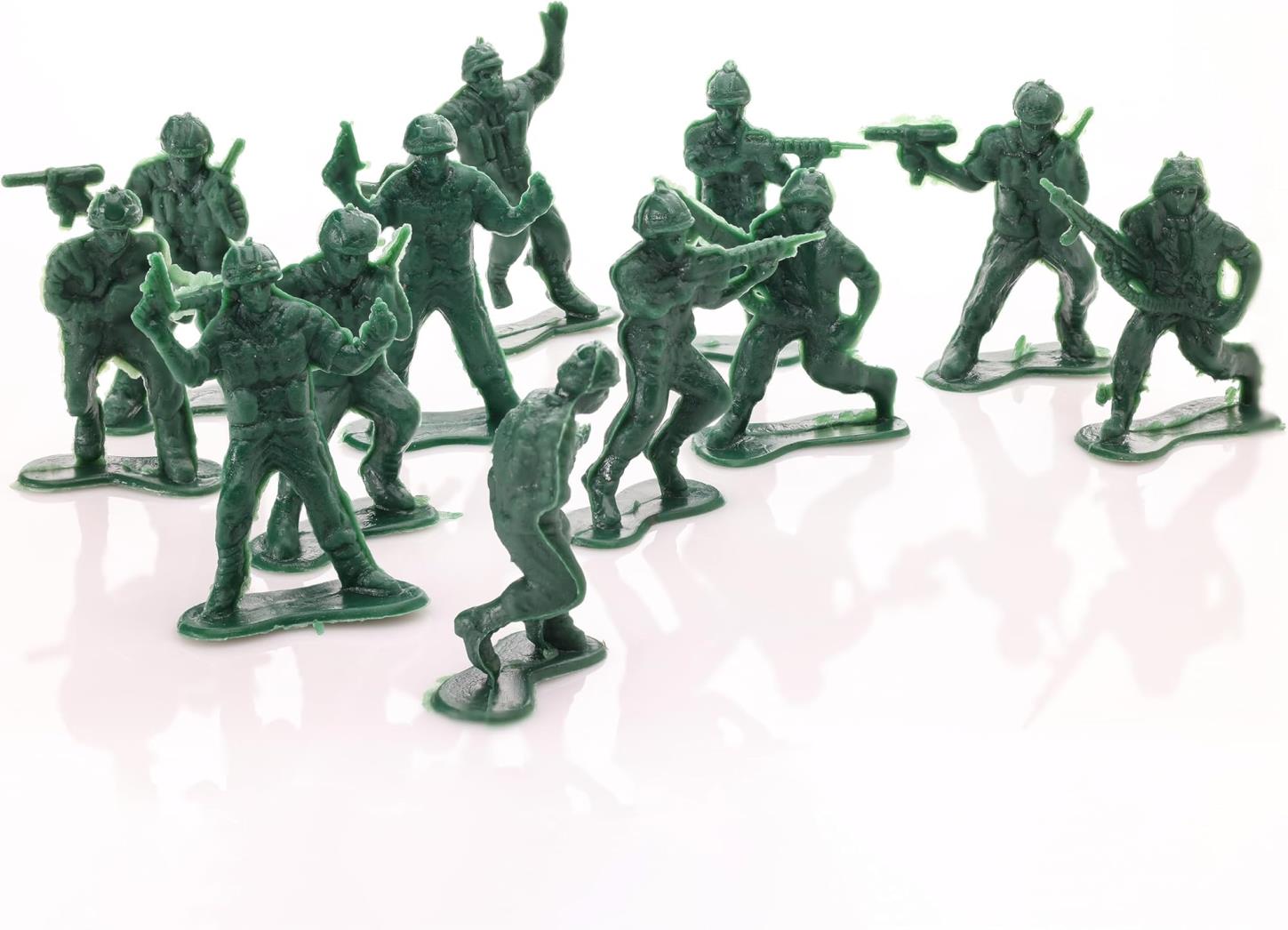 Entervending Army Men アクションフィギュア - 男の子用 2 インチ 小さな兵士 - 100 個 グリーン アーミー ソルジャー おもちゃ プレイセット - ミリタリーおもちゃ - アーミーパーティーデコレーション