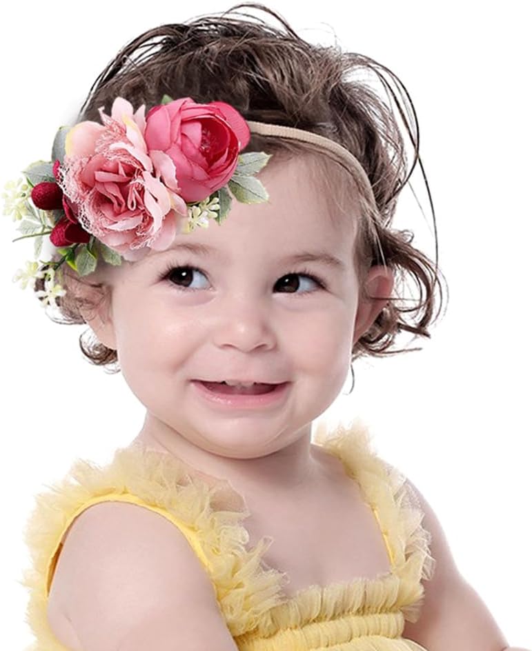 YHEAHIN BABHIGHARD FLOWERNYLON HEADBANDS新生児ローズフローラルストレッチヘアバンドパーティー写真小道