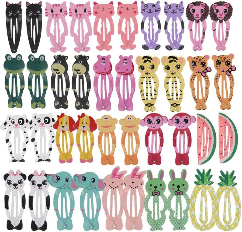 Insowni 40 Pack 2 Metal Snap Hair Clips Non Slip Barrettes Pins Animal Fruit Accessories for bady girl幼児の細い髪(40pcs s1)