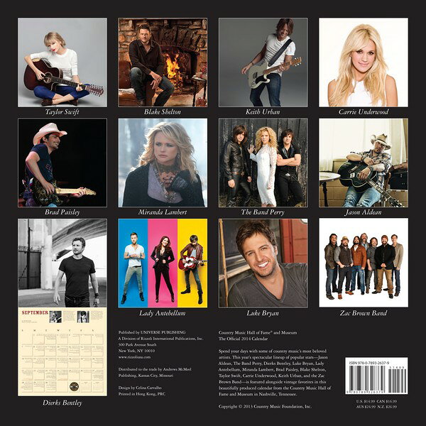 あめりかん・ぱいの【カレンダー】【即納】【新品】カントリー・ミュージック (Country Music Hall Of Fame And Museum 2014年)【★】｜アングル2