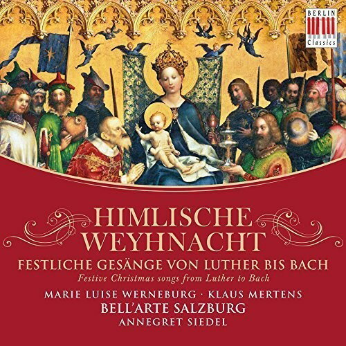 バッハ クリスマス2016/1/29 発売輸入盤レーベル：BERLIN CLASSICS収録曲：For 20 years now, Bell'Arte Salzburg has been one of the leading ensembles for period performance practice and is seen as a first choice for early music of the 17th and 18th centuries. Intensity of expression, lively playing and persuasive programming have won an exceptional reputation for the ensemble, which has already appeared in concert series and at festivals all over Europe. For it's new album "Himlische Weynacht", the musicians under the direction of Annegret Siedel went in search of the most impressive and moving works of Luther's day. Luther's tunes and texts were gladly and copiously used in Christmas hymns. Vocal support for Bell'Arte Salzburg in the choral works comes from young soprano Marie Luise Werneburg and the well-known bas Klaus Mertens, two exceptional vocal soloists in this genre. In consort with the ensemble, they perform a highly varied round of festive airs, adding detail to our mental picture of Luther's time with their musical representation of a Christmas celebration in those days.
