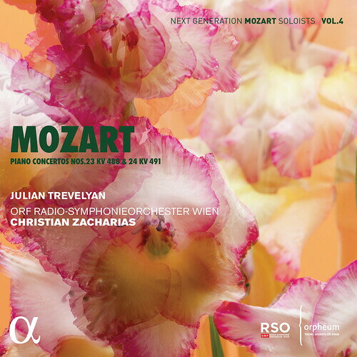 発売日: 2022/11/11輸入盤USレーベル: Alpha収録曲:コメント:For the fourth volume in this collection dedicated to Mozart concertos by the younger generation of performers, the Orpheum Foundation and Alpha Classics present the Concertos nos. 23 and 24 (K488 & 491) performed by the British pianist Julian Trevelyan, who was awarded three prizes at the Geza Anda Competition in Zurich in 2021 and, at the age of sixteen, became the youngest-ever prizewinner at the Marguerite Long Competition in Paris in 2015. 'Mozart's music is full of life, humor and enjoyment. My life wouldn't feel fulfilled if I didn't have his music', says the young musician, who is accompanied here by one of the most eminent Mozartian maestros, Christian Zacharias, conducting the ORF Vienna Radio Symphony Orchestra.For the fourth volume in this collection dedicated to Mozart concertos by the younger generation of performers, the Orpheum Foundation and Alpha Classics present the Concertos nos. 23 and 24 (K488 & 491) performed by the British pianist Julian Trevelyan, who was awarded three prizes at the Geza Anda Competition in Zurich in 2021 and, at the age of sixteen, became the youngest-ever prizewinner at the Marguerite Long Competition in Paris in 2015. 'Mozart's music is full of life, humor and enjoyment. My life wouldn't feel fulfilled if I didn't have his music', says the young musician, who is accompanied here by one of the most eminent Mozartian maestros, Christian Zacharias, conducting the ORF Vienna Radio Symphony Orchestra.
