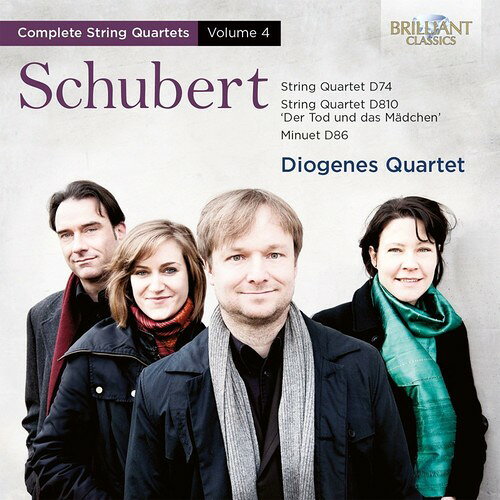 発売日: 2015/5/26輸入盤レーベル: Brilliant Classics収録曲: 1.1 String Quartet No. 14 in D minor, D. 810: I. Allegro1.2 String Quartet No. 14 in D minor, D. 810: II. Andante Con Moto1.3 String Quartet No. 14 in D minor, D. 810: III. Scherzo. Allegro Molto - Trio1.4 String Quartet No. 14 in D minor, D. 810: IV. Presto - Prestissimo 9'061.5 String Quartet No. 6 in D Major, D. 74: I. Allegro Ma Non Troppo1.6 String Quartet No. 6 in D Major, D. 74: II. Andante1.7 String Quartet No. 6 in D Major, D. 74: III. Minuetto. Allegretto1.8 String Quartet No. 6 in D Major, D. 74: IV. Allegro1.9 Minuet in D Major, D. 86コメント:This is the fourth volume of the Diogenes Quartet's acclaimed complete set of Schubert String Quartets. The ongoing project for Brilliant Classics has already been highly acclaimed, with Jerry Dubins of Fanfare writing of Volume 2 (BC94462): "Immaculate execution is complemented by genuine emotional engagement and real feeling for Schubert's unique modes and moods of musical expression." With two more volumes to come, this series is sure to attract Schubert aficionados and string quartet lovers alike. This 4th installment of the complete String Quartets by Schubert presents one of the most famous string quartets ever written: the Quartet in D minor "Der Tod und das Madchen" (Death and the Maiden), one of Schubert's grimmest and most powerful works, Beethovenian in structure and scope, Schubertian in passion and poetry. The Schubert cycle by the German Quartet Diogenes Quartet is highly regarded, critics praise their superb unity of ensemble and style, their impeccable intonation and their fiery and passionate music making.This is the fourth volume of the Diogenes Quartet's acclaimed complete set of Schubert String Quartets. The ongoing project for Brilliant Classics has already been highly acclaimed, with Jerry Dubins of Fanfare writing of Volume 2 (BC94462): "Immaculate e