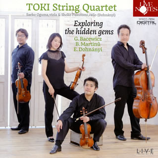 【品番】　WWCC-7894【JAN】　4988071012046【発売日】　2019年04月25日【収録内容】(1)弦楽四重奏曲第4番(グラジナ・バツェヴィチ)(2)弦楽四重奏曲第7番「室内協奏曲」(マルティヌー)(3)弦楽六重奏曲変ロ長調(E.ドホナーニ)【関連キーワード】TOKI弦楽四重奏団|トキ・ゲンガク・シジュウソウダン|ライヴ・セレクション|ゲンガク・シジュウソウキョク・ダイ4バン|ゲンガク・シジュウソウキョク・ダイ7バン・シツナイ・キョウソウキョク|ゲンガク・ロクジュウソウキョク・ヘンロチョウチョウ