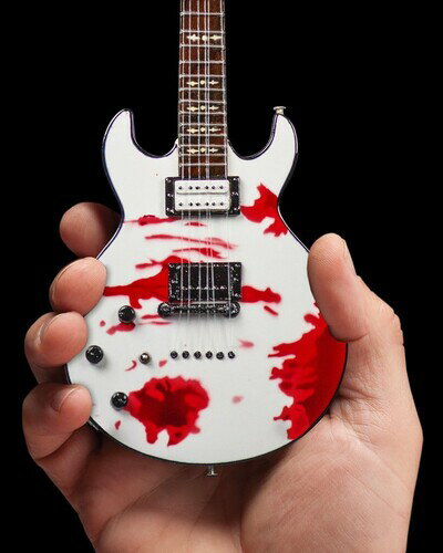 【新品】Axe Heaven Zacky Vengeance White Schecter Custom Blood Splatter Mini Guitar Replica Collectible ZV-521