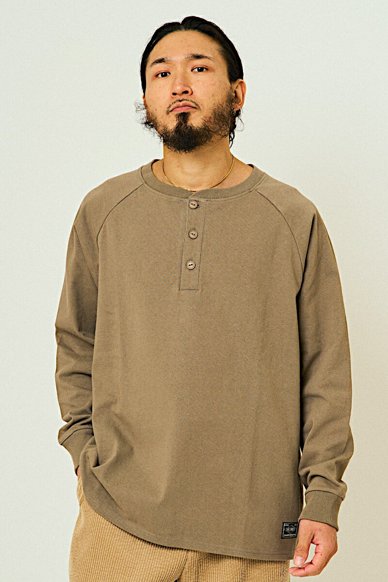 【 BIG MIKE ： 25秋冬 10オンス ヘンリーネック L/S Tシャツ 】 ロンT ラグラン ネコ目 開襟 ポロ ヘ..