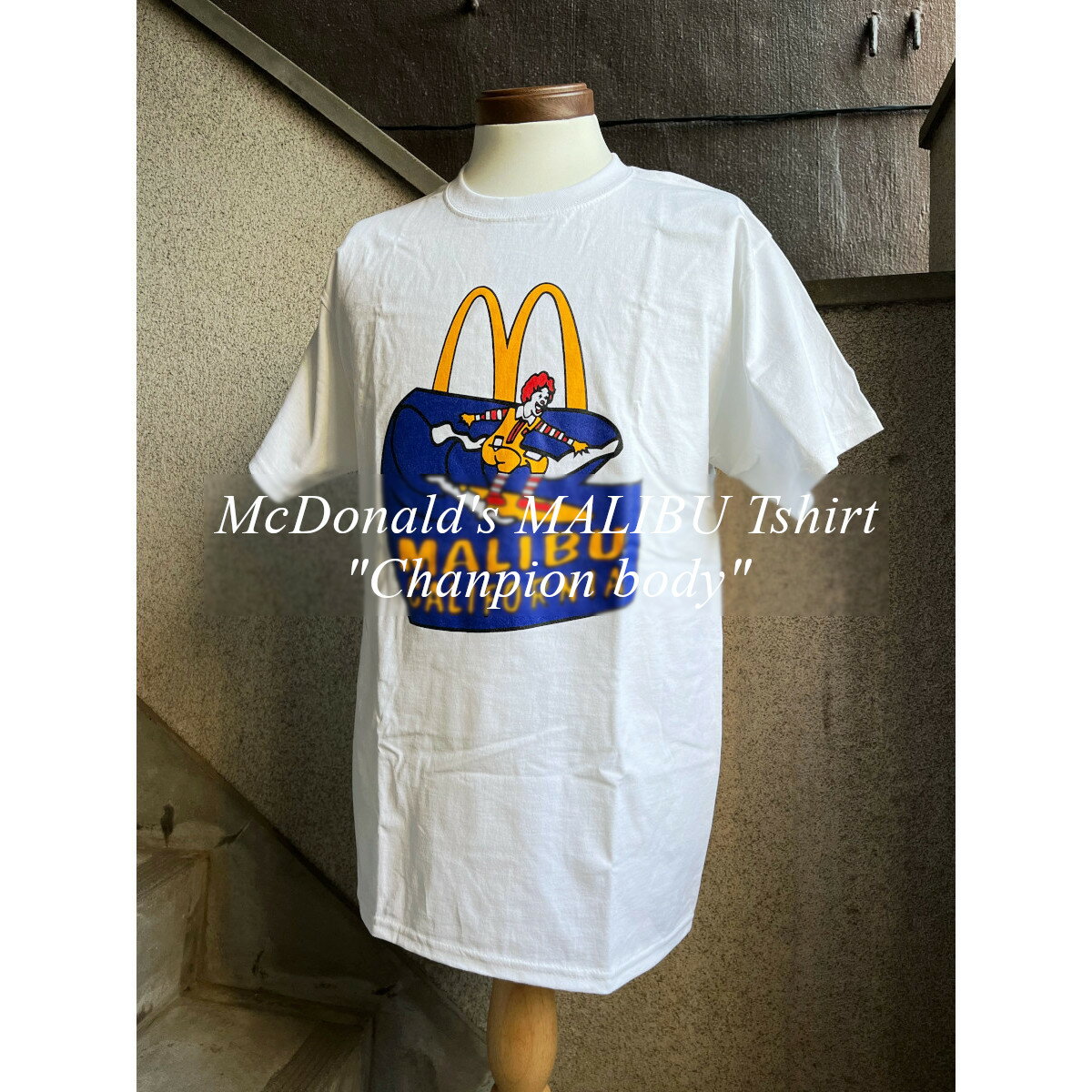 【 アメリカ 並行輸入 】 McDonald 039 s MALIBU Tshirt / マクドナルド マリブ Tシャツ 》 Chanpion ［ mc-m ］ インポート Tシャツ チャンピョン チャンピョンボディ インポート 店舗限定 ストリート アメカジ ワーク スケーター