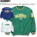 リー トレーナー メンズ XLARGE STRIPED SLEEVE TEAM LOGO CREWNECK SWEAT エクストララージ ストライプ スリーブ チーム ロゴ クルーネック スウェット