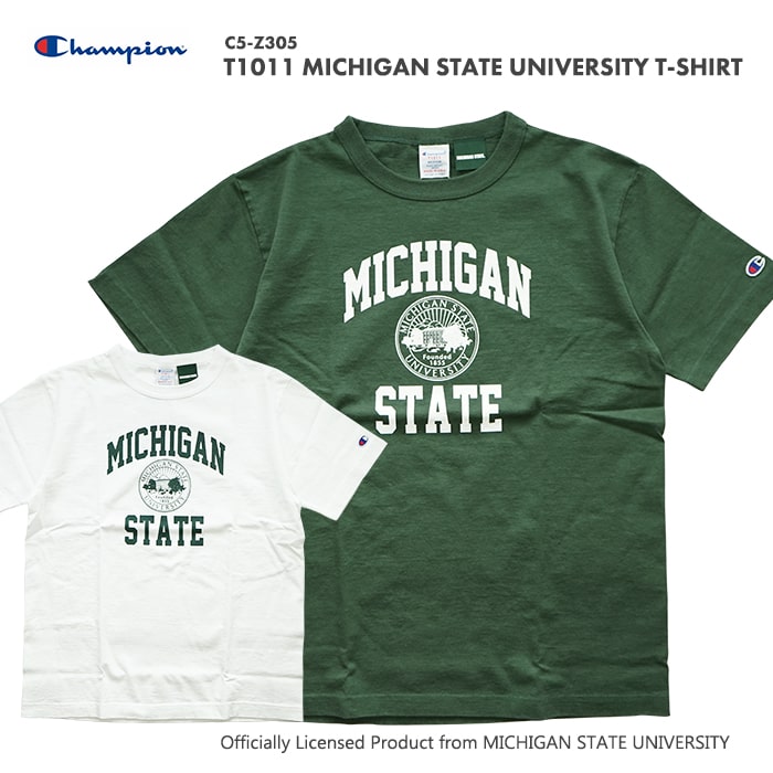 CHAMPION チャンピオン T1011 MICHIGAN STATE UNIVERSITY T-SHIRT ティーテンイレブン ミシガン州立大学 プリントTシャツ C5-Z305 送料無料 39ショップ