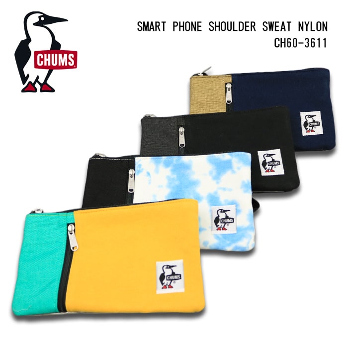 チャムス スマホケース メンズ CHUMS チャムス SMART PHONE SHOULDER SWEAT NYLON スマートフォン ショルダー スウェット ナイロン ショルダーストラップ スマホケース iPhone13/13pro 収納可能 撥水 撥油 防汚性能