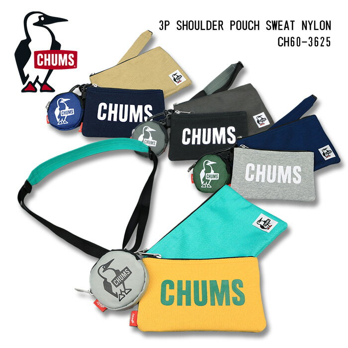 楽天610アメリカ屋CHUMS チャムス 3P SHOULDER POUCH SWEAT NYLON ショルダー ポーチ スウェット ナイロン コインケース メイク道具 スマートフォン ショルダーストラップ 撥水 撥油 防汚性能 CH60-3625 送料無料 39ショップ