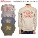 DELUXEWARE デラックスウェア S101-43 MUSTANGS SWEAT SHIRT スウェットシャツ トップス プリント 裏毛 トップス 長袖 洗い済み ブラウン ベージュ ブルー パープル 杢グレー S101-43 4colors 春 秋 冬 送料無料 39ショップ アメカジ おしゃれ 日本製 メンズ 大人