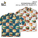go slow caravan 【DOMDOM×GSC】ストレッチサッカーS/Sシャツ ゴースローキャラバン 346132 ドムドムハンバーガー 半袖 Yシャツ トップス 柄 ストレッチ ネイビー アイボリー ブランド カジュアル ストリート ユニセックス メンズ レディース かわいい アメカジ アメリカ屋