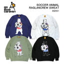 go slow caravan ゴースローキャラバン SOCCER ANIMAL RAGLANCREW SWEAT 空紡糸裏毛 トレーナー サッカーアニマルラグランクルースウェット グレー ブラック グリーン ブルー ワールドカップ シロクマ 猫 キャンプ アニマル 秋 くすみカラー 送料無料 39ショップ 382601