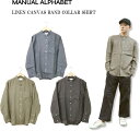 }jA At@xbg MANUAL ALPHABET LINEN CANVAS BAND COLLAR SHIRT lLoXohJ[Vc BASIC-BG-011 3color 