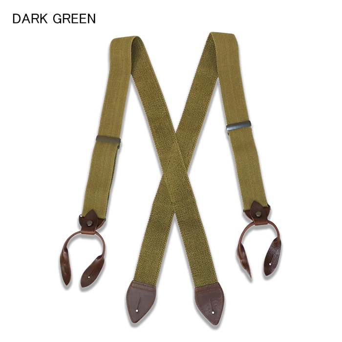Nigel Cabourn ナイジェル・ケーボン US ARMY SUSPENDER DARKGREEN USアーミーサスペンダー プレーシス サイズ調節 本革 レザー 経年変化 ダークグリーン 緑 アメリカ軍 カジュアル クラシカル レトロ ヴィンテージ風 太め 小物 アクセサリー U.S.ARMY 80480064000 送料無料