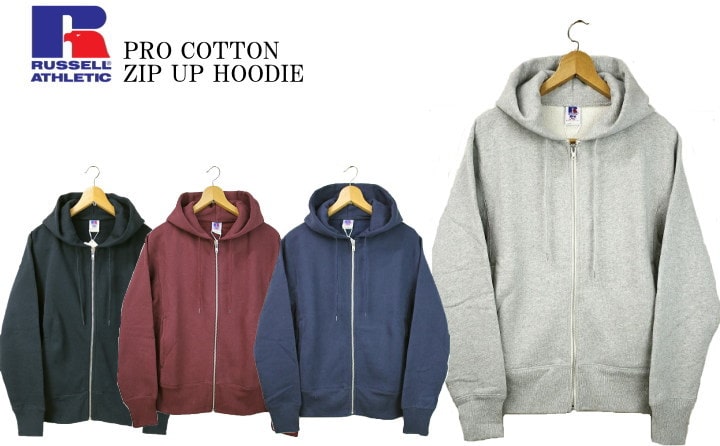 RUSSELL ATHLETIC ラッセルアスレティック PRO COTTON ZIP UP HOODIE ジップパーカー RC-00701 4color