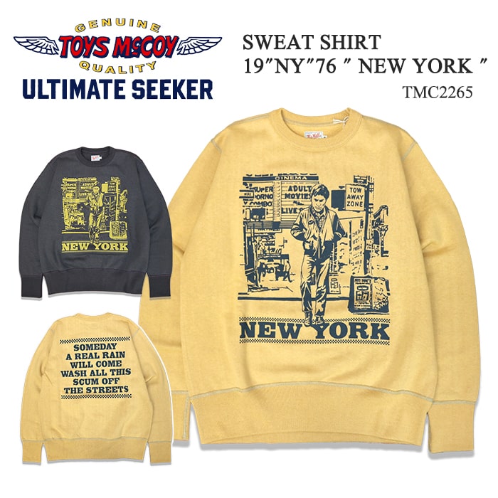 TOYS MCCOY トイズマッコイSWEAT SHIRT 19"NY"76 " NEW YORK " スウェットシャツ ニューヨーク タクシードライバー 映画 ヴィンテージ風 ブラック マスタード イエロー 厚手 春 秋 冬 日本製 レトロ TMC2265 トイズ 送料無料 39ショップ