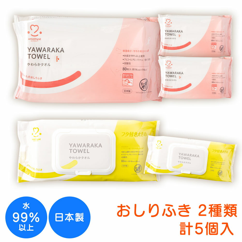 【初回購入限定】おしりふきお試しセット 5個セット 各80枚入り おすすめ アメジスト やわらかタオルベビーローショ…