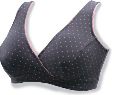 (店舗買い周りで最大P10倍!)アメジスト ハーフトップブラ #1 水玉グレー Lサイズ | 授乳ブラ ハーフトップ クロスオープン 授乳用 ブラジャー ノンワイヤー 就寝用 ブラ ※ネコポス対応3 送料無料 日本製 伸縮性 出産準備 赤ちゃん 大衛