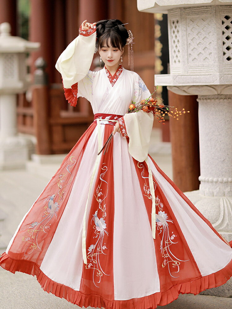 唐装 漢服 3点セット 晋製 スカート 3色から選べる 夏 中国古代衣装 中華服 刺繍 花柄 古風衣装 ファッション パーティー 学園祭 写真撮影 写真 日常 4 5m 超安い品質 中華風 通勤 仮装 コスプレ 民族衣装 古風美人服 舞台衣装 レディース 宮廷 撮影
