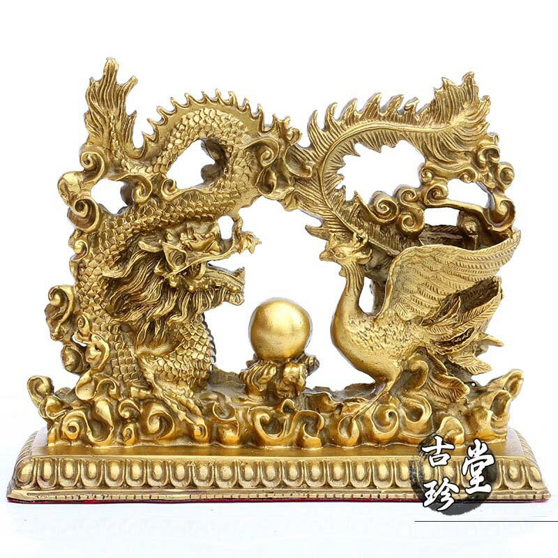 龍 龍の置物 鳳凰 鳳凰の置物 風水 龍鳳 置物 金 風水グッズ 玄関 五本爪 金龍 ドラゴンボール 龍置物 開運祈願 金運祈願のサムネイル