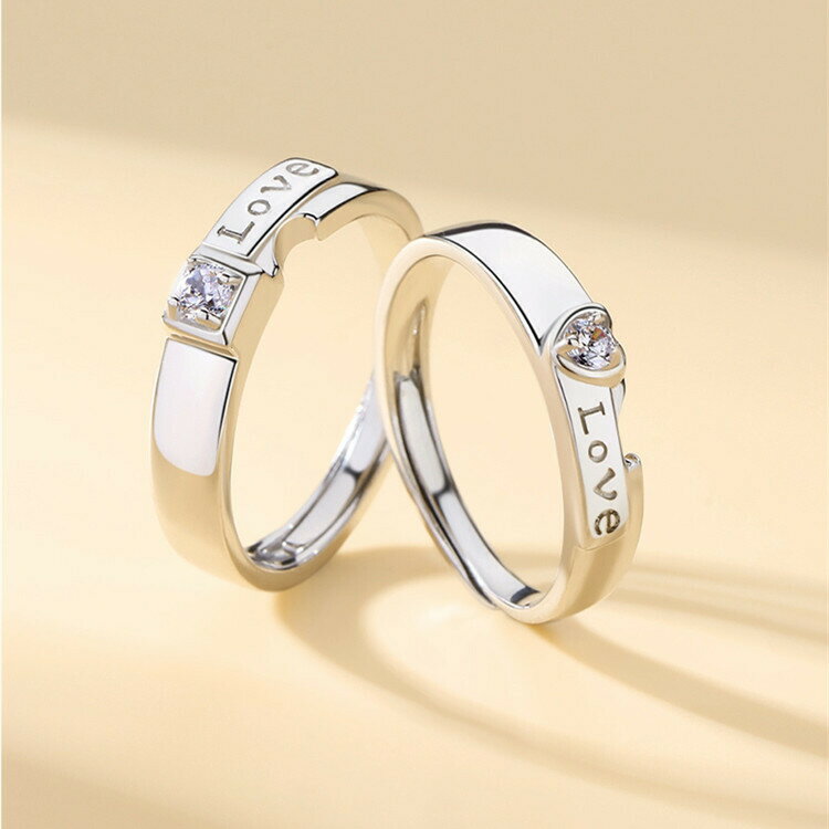 シルバー925 ペアリング 2個セット フリーサイズ 調整可能なペアリング 相手のサイズが分からない時、..