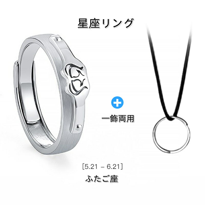 シルバー925 リング 指輪 双子座 ふたご座 フリーサイズ 調整可能な指輪 男女兼用 星座指輪 星座リング 相手のサイズが分からない時、サプライズで渡したい時...