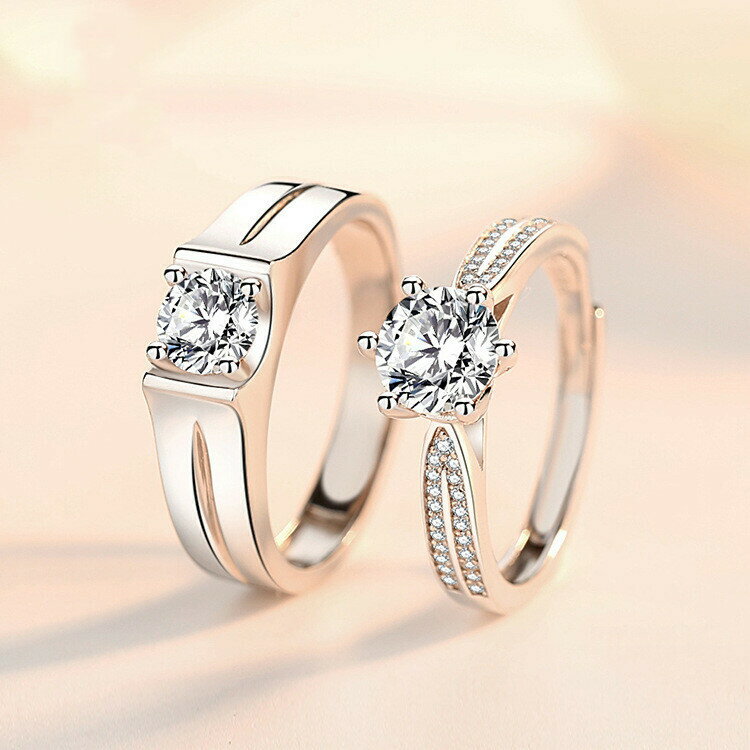 シルバー925 ペアリング 2個セット フリーサイズ ペアリング カップル 人気 レディース メンズ 婚約指輪 結婚指輪 リング 誕生日プレゼント ギフト エレ...
