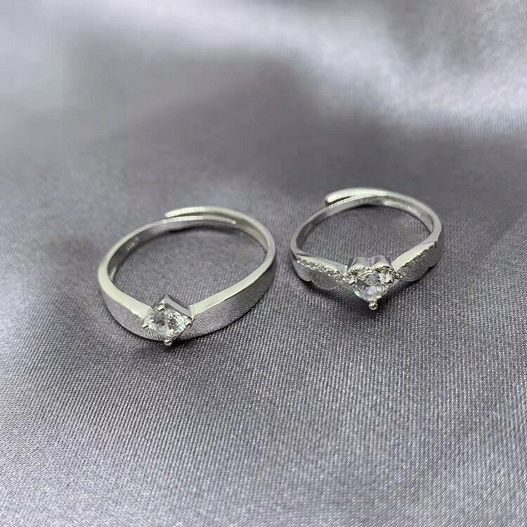 AMETOO照明器具通販のシルバー925 ペアリング 2個セット フリーサイズ ペアリング カップル シンプル 人気 レディース メンズ 婚約指輪 結婚指輪 リング 誕生日プレゼント ギフト エレガント｜アングル2